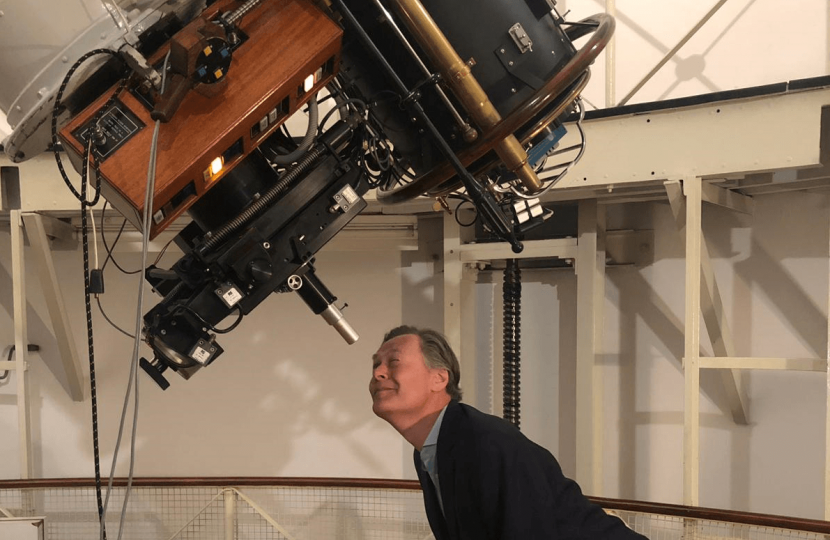 Matthew Offord MP at the observatory in Mill Hill