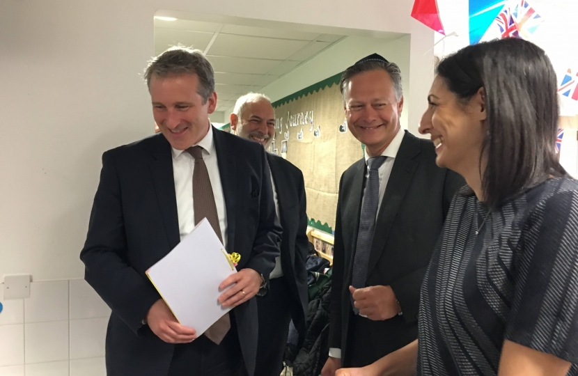 Matthew Offord MP with Damian Hinds and teachers at Etz Chaim 