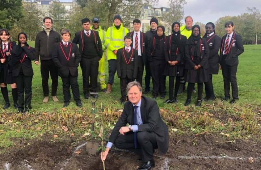 Matthew Offord MP with students from Saracens High School in Colindale