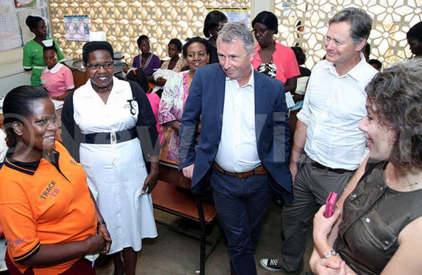 Matthew Offord MP is pictured in Uganda in 2016 with the Gavi Alliance