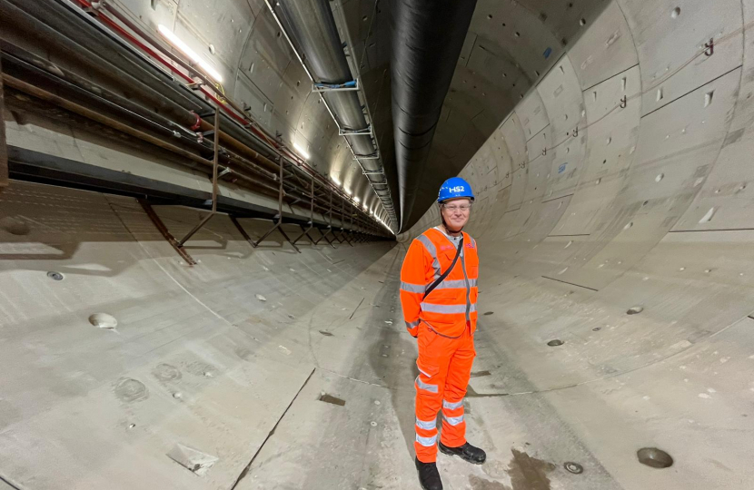 Matthew Offord MP at the entrance of the HS2 Tunnel in West Ruislip 