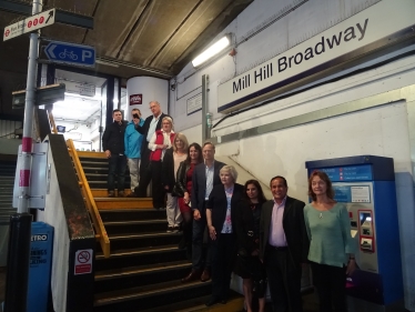 Matthew Offord with step-free access campaigners at Mill Hill Broadway
