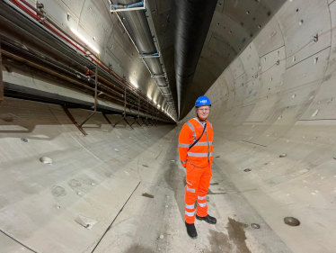 Matthew Offord MP at the entrance of the HS2 Tunnel in West Ruislip 