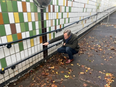 Matthew Offord MP inspecting flooding on the A1 underpass